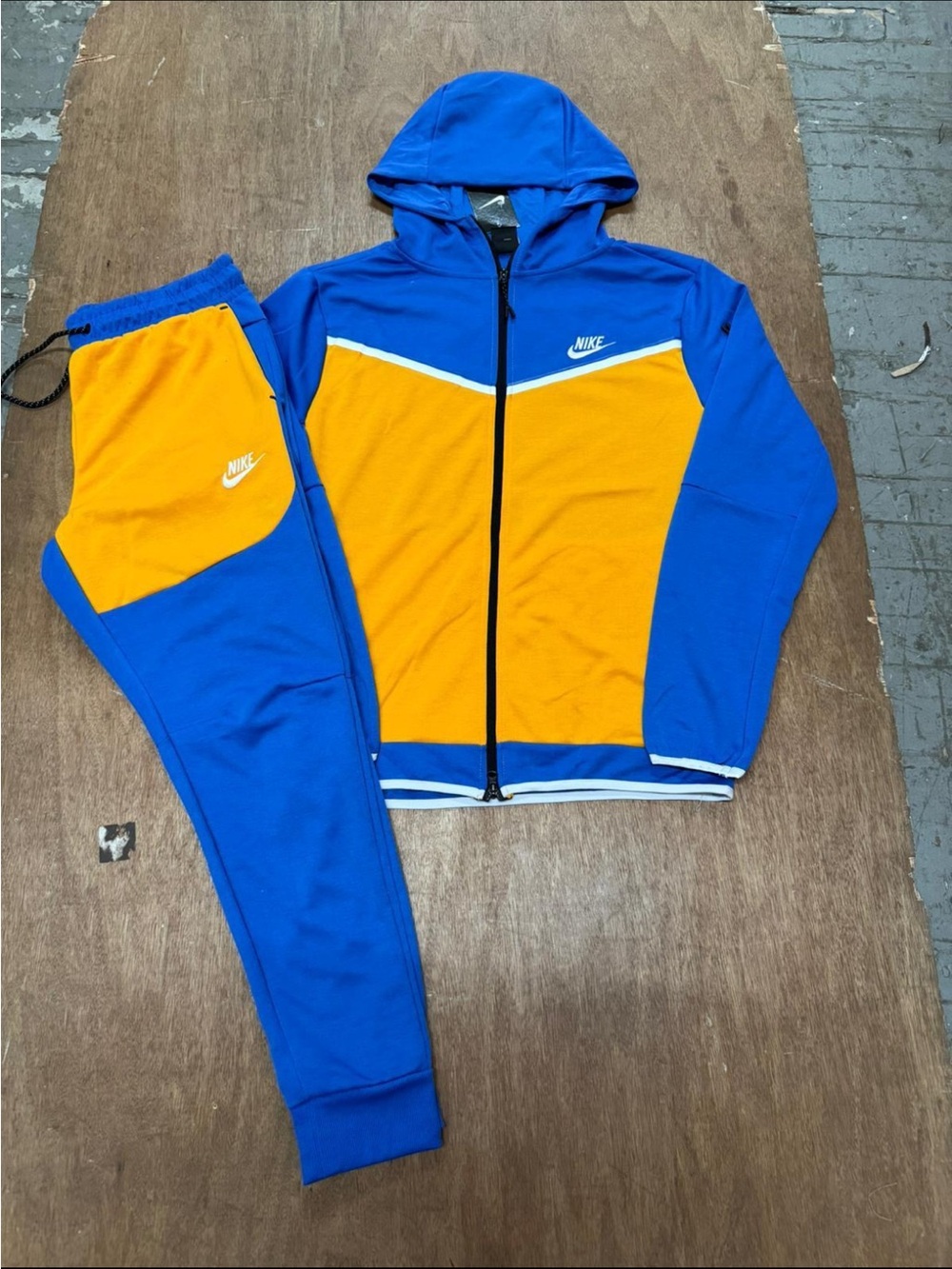 Nike Royal Blue and Orange Zip Hoodie with Matching Joggers